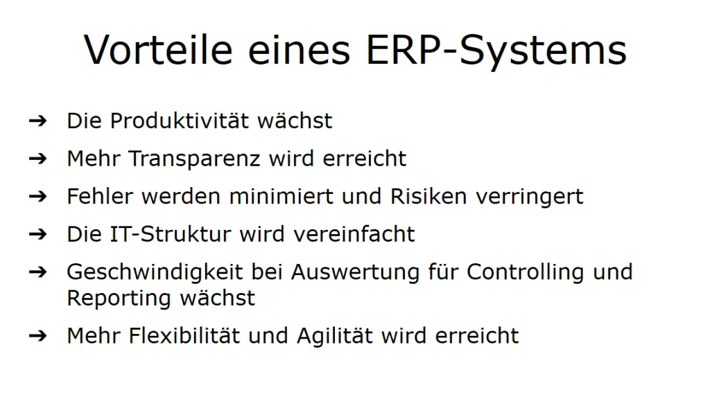 Vorteile eines ERP-Systems